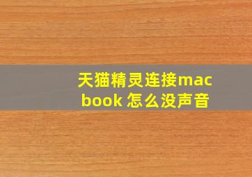 天猫精灵连接macbook 怎么没声音